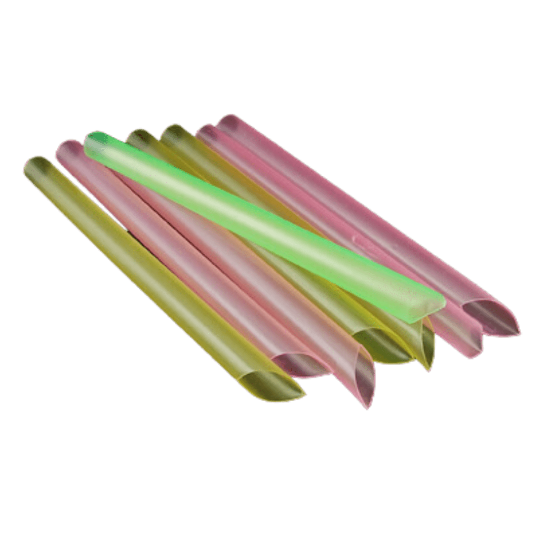 8" Unwrapped Neon Coloured Bubble Tea Straws