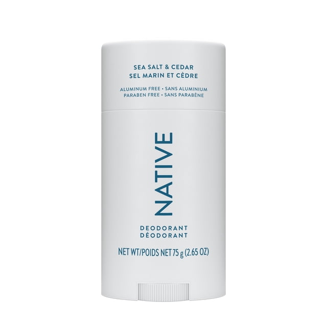 Native Aluminum Free Deodorant For Men, 72 Hour Solid Deodorant Stick, Sea Salt & Cedar, 75 g