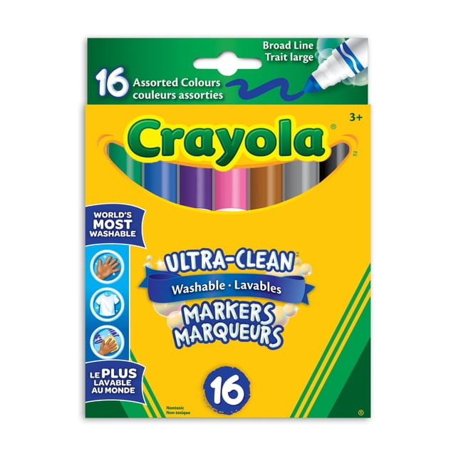 Crayola Ultra-Clean Washable Broad Line Markers, 16 Count
