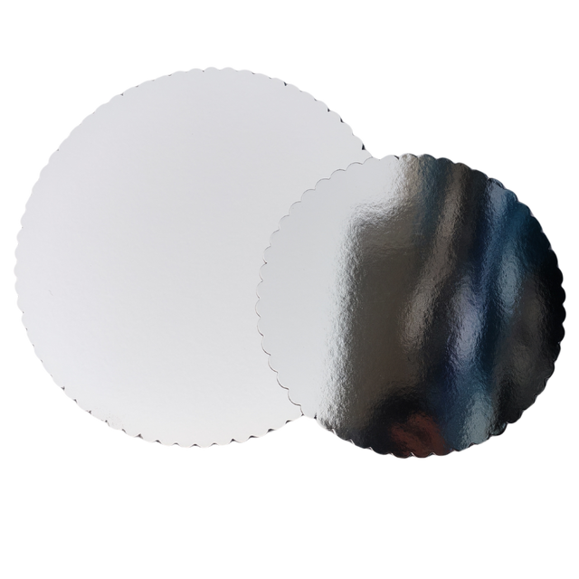 9" Round Silver Cake Board - Laminated Solid Pressboard