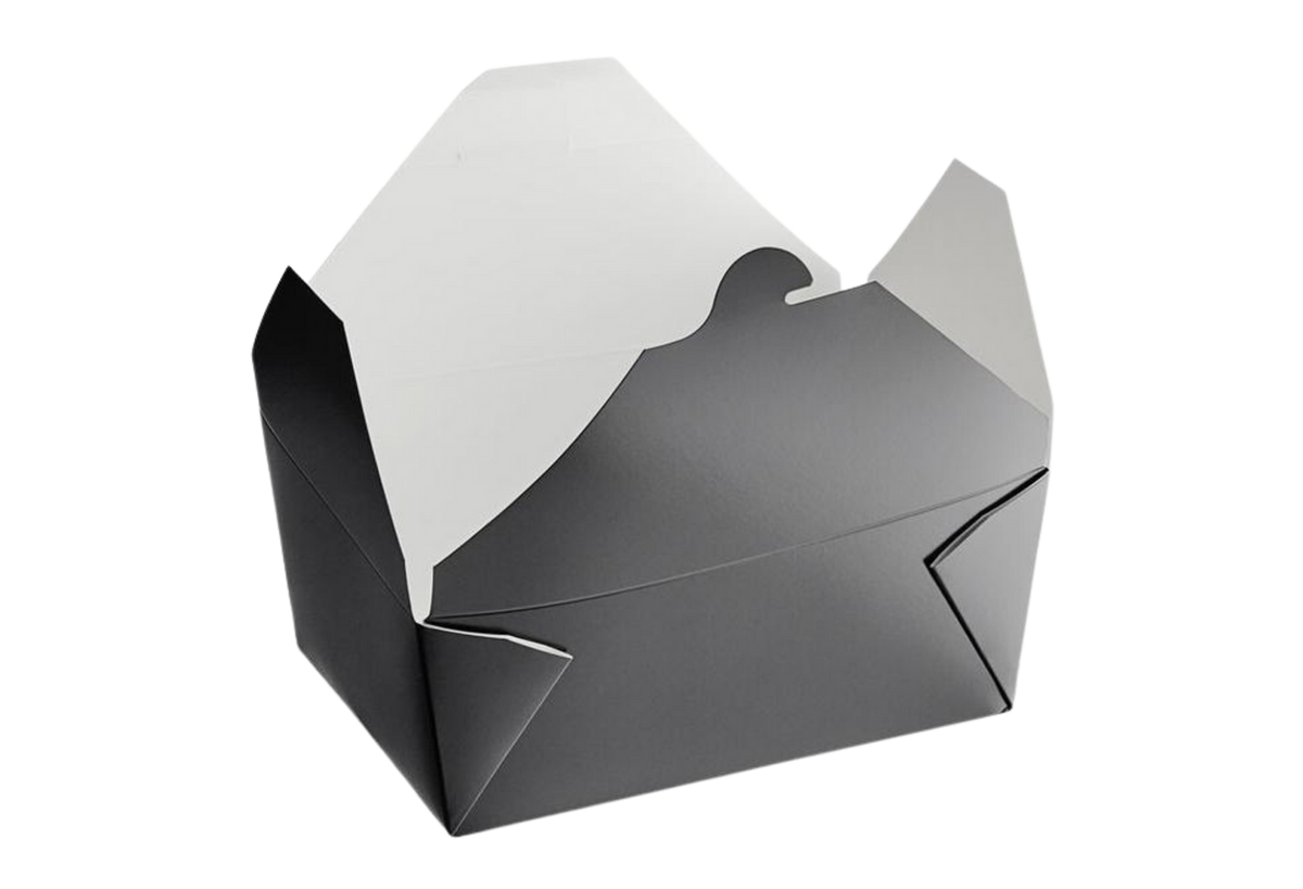 26 oz Black Top Folded Take-Out Paper Container - #1