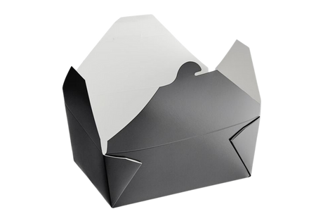 26 oz Black Top Folded Take-Out Paper Container - #1