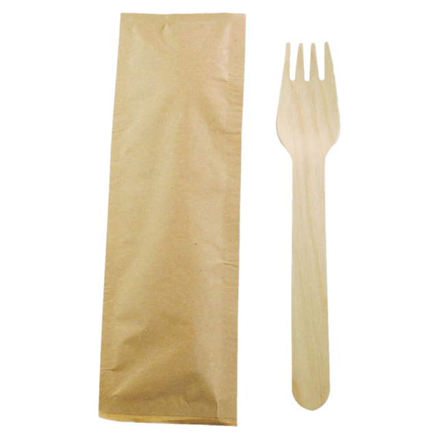 4-Inch Individually Wrapped Birch Wood Disposable Forks (1000-Count Case)