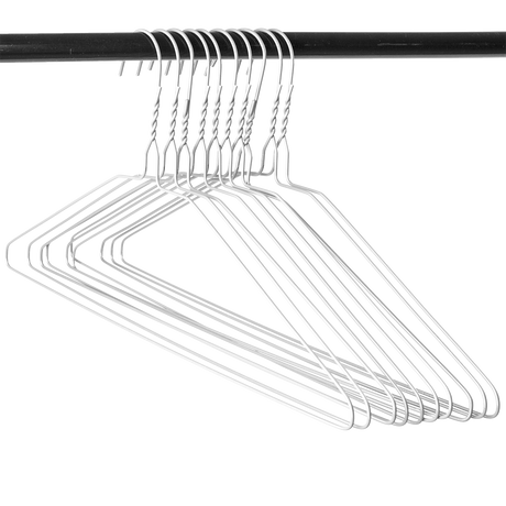 16" White Suit Hanger, 13 Gauge