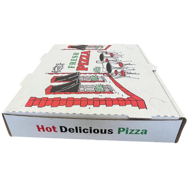 12" x 12" x 2" White B-Flute Printed Pizza Boxes
