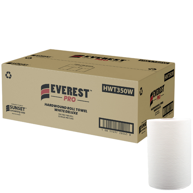 7.85" x 350' White Hand Towel Rolls - 12 Rolls