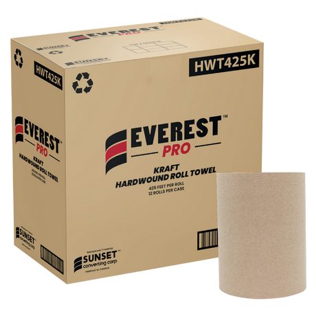 7.85" x 425' Kraft Hand Towel Rolls - 12 Rolls