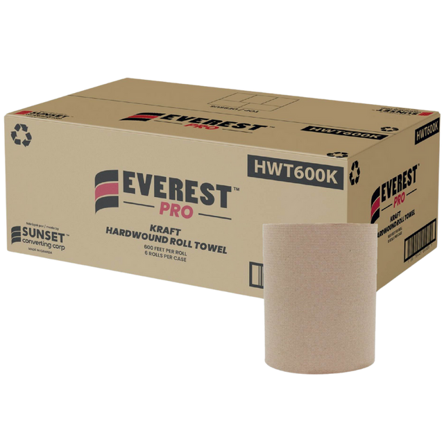 7.85" x 600' Kraft Hand Towel Rolls - 6 Rolls