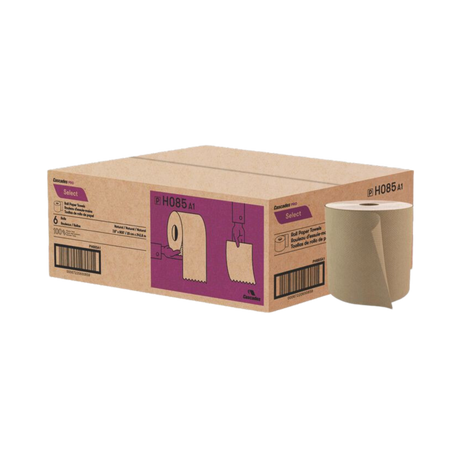 8" x 800' Kraft Hand Towel Rolls - 6 Rolls