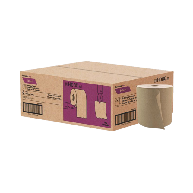 8" x 800' Kraft Hand Towel Rolls - 6 Rolls