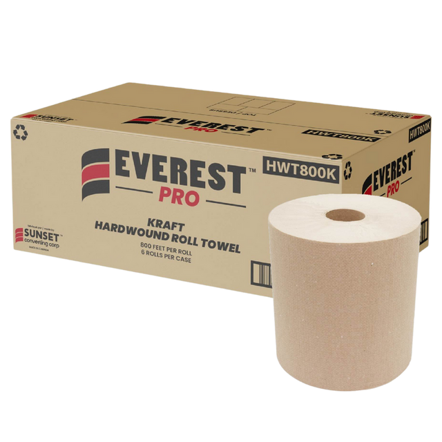 7.85" x 800' Kraft Hand Towel Rolls - 6 Rolls