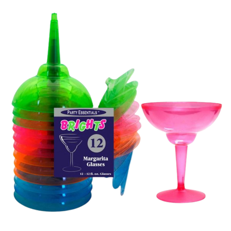 12oz Assorted Neon Margarita Glasses