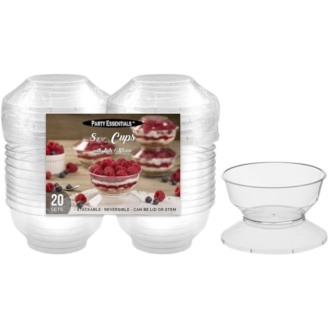 8oz Clear Dessert Cups with Lids/Stems
