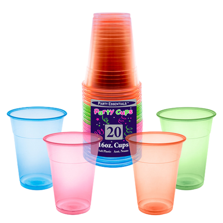 6oz Assorted Neon Soft Plastic Cups