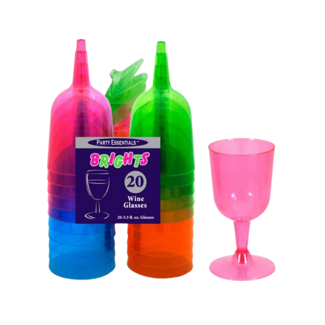 5.5 oz Assorted Neon Wine Glasses