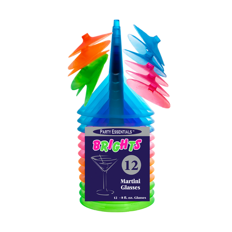 8oz Assorted Neon Martini Glasses