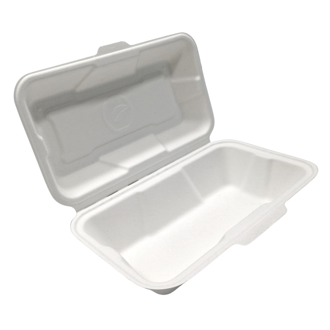 8" × 4"× 3" Sugarcane Take-Out Hot Dog Container