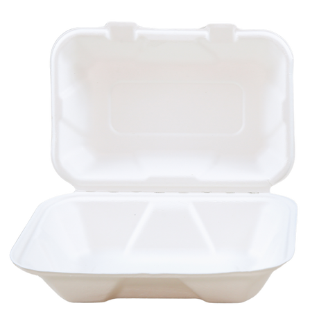 9" x 6" x 3" Sugarcane Take-Out Container - 1-Comp.