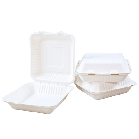 9" x 9" x 3" Sugarcane Take-Out Container - 1-Comp.