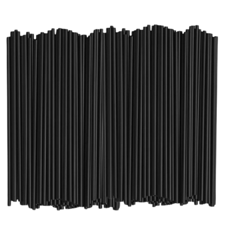 6" Unwrapped Black Cocktail Straws