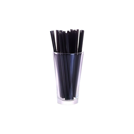 8" Unwrapped Black Cocktail Straws