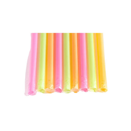 10" Individually Wrapped Neon Coloured Bubble Tea Straws
