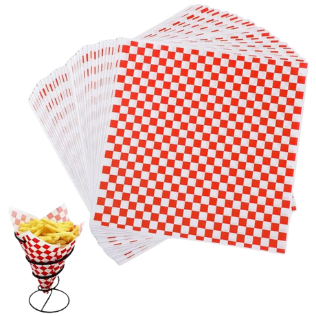 12" x 12" Red Checkered Wax Paper