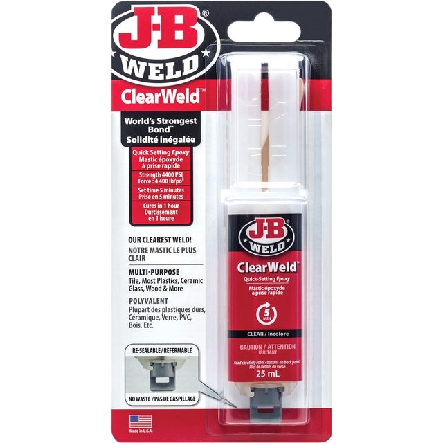 ClearWeld Adhesive, 25 ml, Syringe, Two-Part, Clear