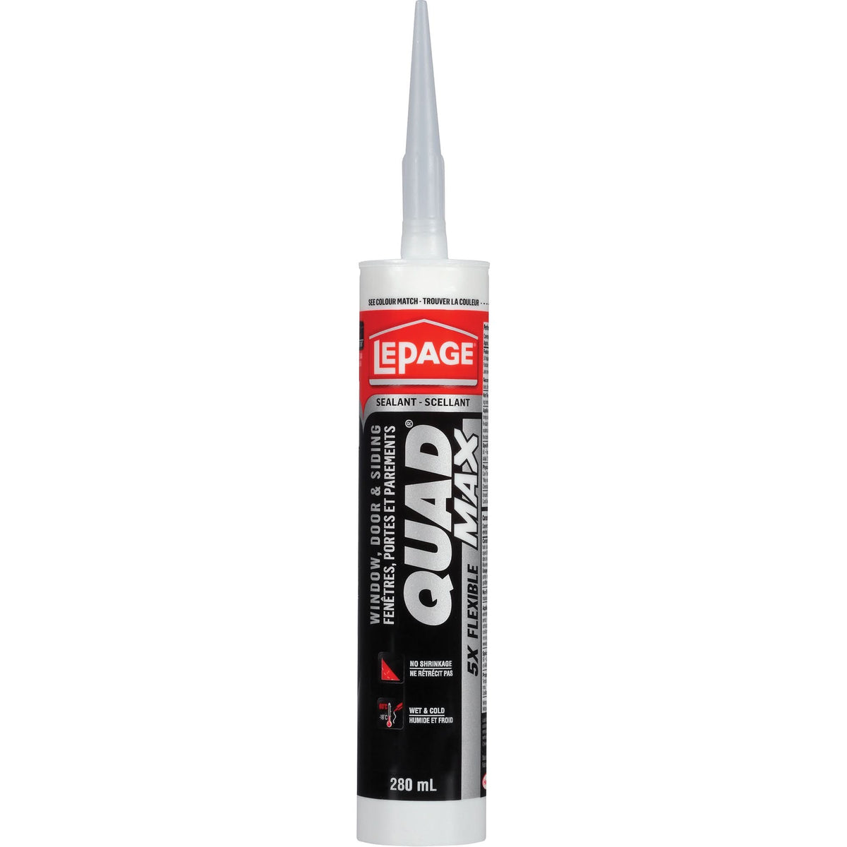 Quad® Max Siding & Window Sealant, 280 ml, Tube, White