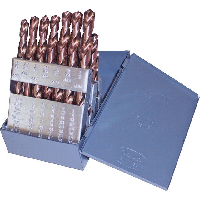 Jobber Length Drill Set, 21 Pieces, Cobalt