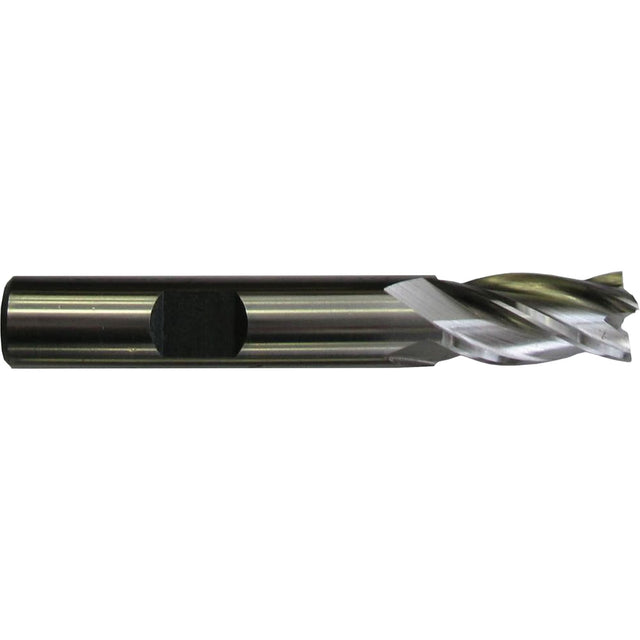 Uncoated Center Cut Weldon Shank End Mill, 3/8" Dia., 2-1/2" L, 4 Flutes, 3/8" Shank, Cobalt