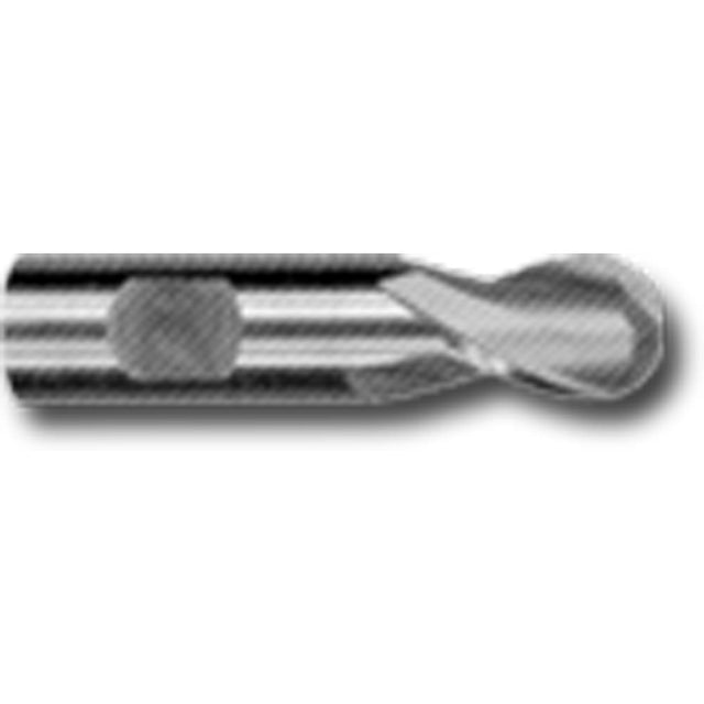 Ball Nose End Mill, 1" Dia., 2 Flutes, High Speed Steel