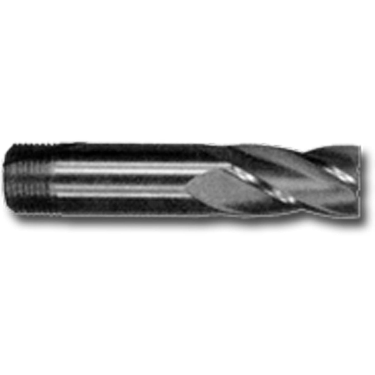 Threaded Shank End Mill, 17/32" Dia., 2-7/8" L, 4 Flutes, 1/2" Shank, High Speed Steel