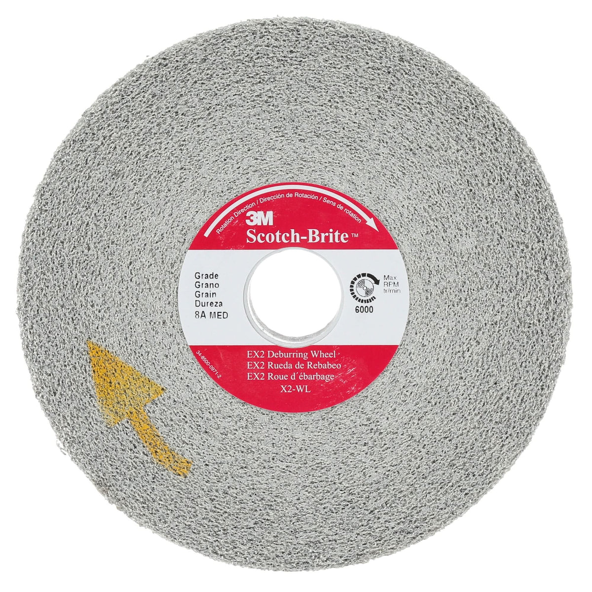 Scotch-Brite™ EXL Deburring Wheel, 6" x 1", 1"-8 Arbor, 1, Aluminum Oxide