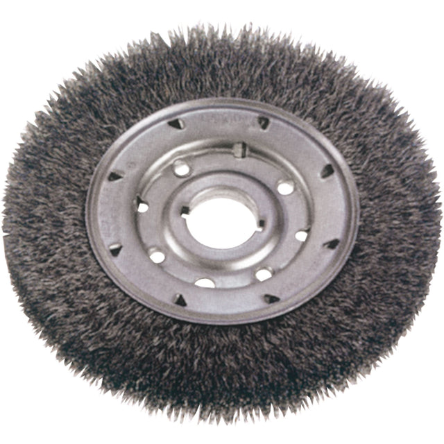 Crimped Wire Wheel Brushes - Medium Face, 6" Dia., 0.0118" Fill, 2" Arbor