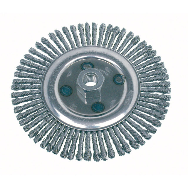 Knot Wire Wheel Brushes-Stringer Bead, 4-7/8" Dia., 0.02" Fill, 5/8"-11 Arbor, Stainless Steel