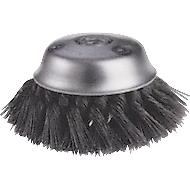 Knot Wire Cup Brushes - Stagger Row, 5-3/4" Dia. x 5/8"-11 Arbor