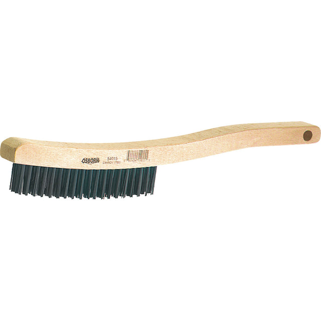 Curved Handle Scratch Brushes, Stainless Steel, 3 x 19 Wire Rows, 13-11/16" Long