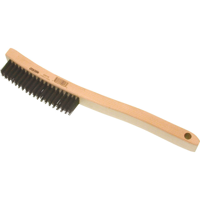 Curved Handle Scratch Brushes, Steel, 4 x 19 Wire Rows, 13-11/16" Long