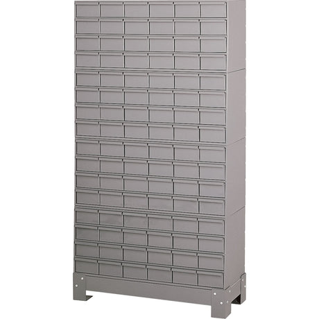 Industrial Drawer Cabinet With Base, 96 Drawers, 34-1/8" W x 12-1/4" D x 62-1/2" H, Grey