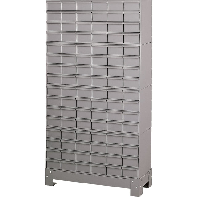 Industrial Drawer Cabinet With Base, 96 Drawers, 34-1/8" W x 12-1/4" D x 62-1/2" H, Grey