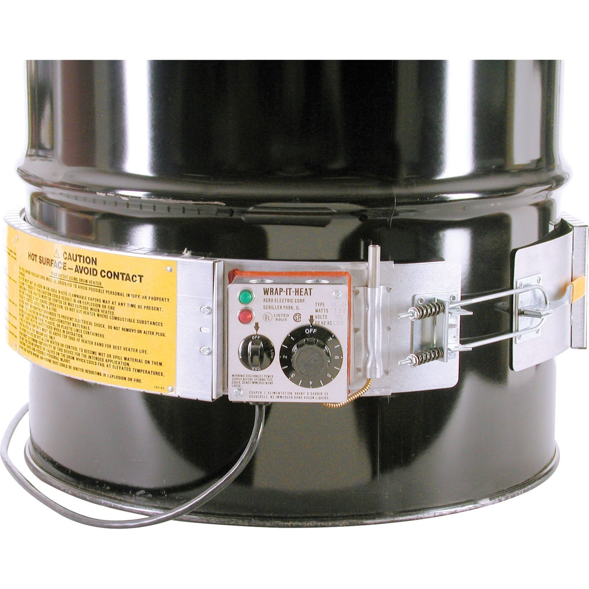 Thermostat Control Heaters, Steel Drums, 55 US gal (45 imp. gal.), 200°F - 400°F, 120 V