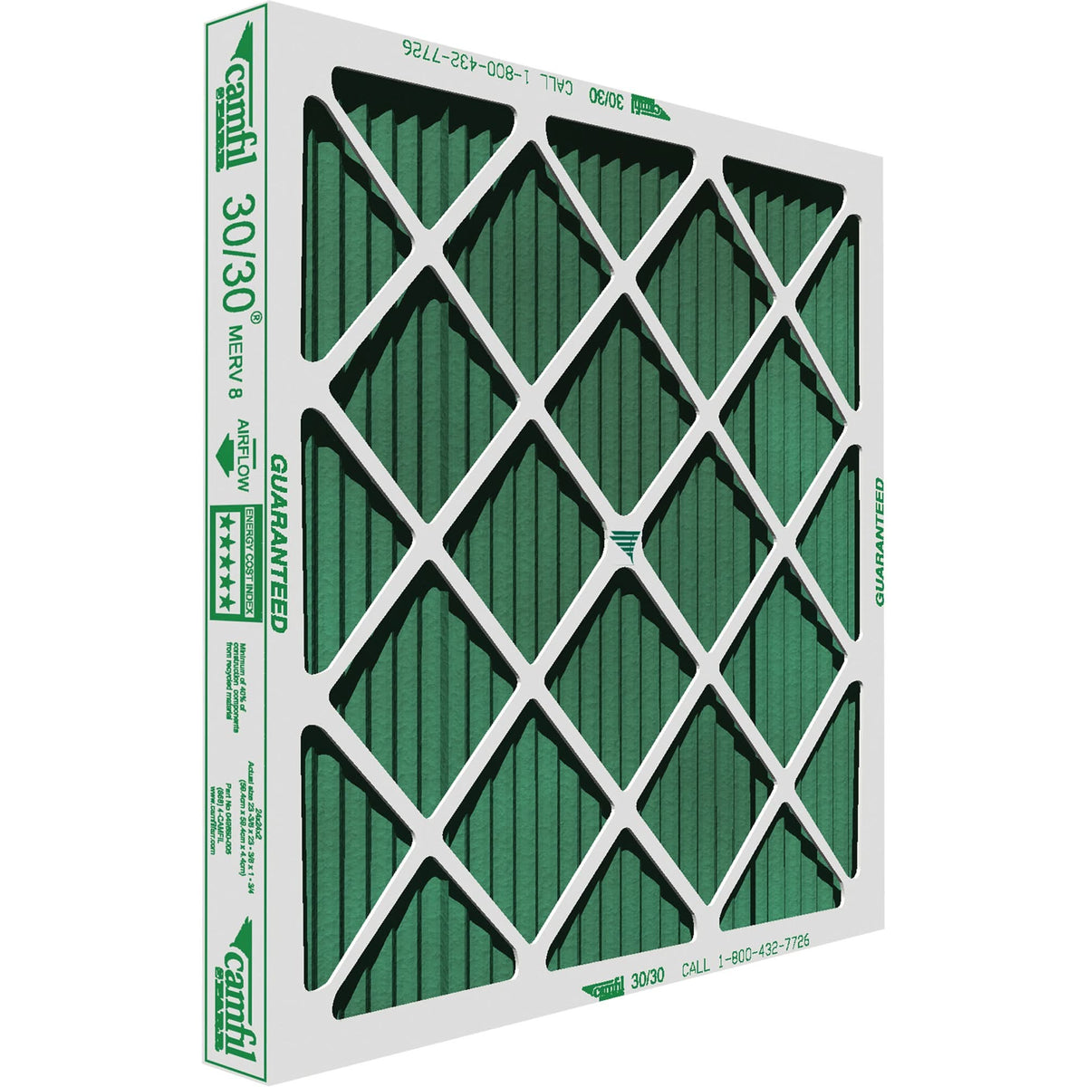30/30® High Capacity Panel Filter, Bag, MERV 8, 16" W x 1" D x 16" H