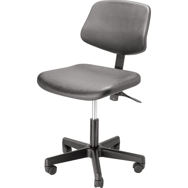 1500 Series Heaving Duty Stool with Back, Mobile, Adjustable, 16" - 22", Polyurethane Seat, Black