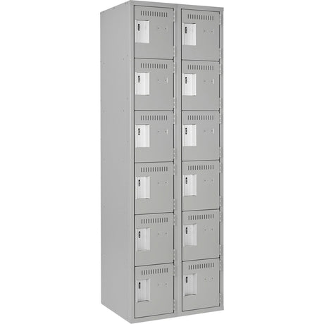 Clean-Line Lockerette, 6 -tier, Bank of 2, 18" x 72" x 18", Steel
