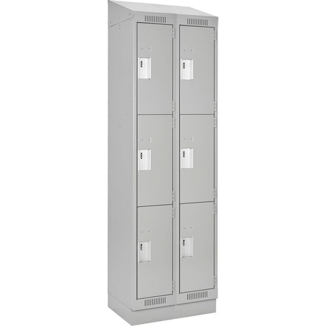 Clean Line™ Lockers, 3 -tier, Bank of 2, 30" x 18" x 82", Steel, Grey, Rivet (Assembled)