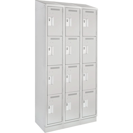 Clean Line™ Lockers, 4 -tier, Bank of 3, 36" x 15" x 82", Steel, Grey, Rivet (Assembled)