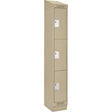 Clean Line™ Lockers, 3 -tier, 15" x 15" x 82", Steel, Beige, Rivet (Assembled)
