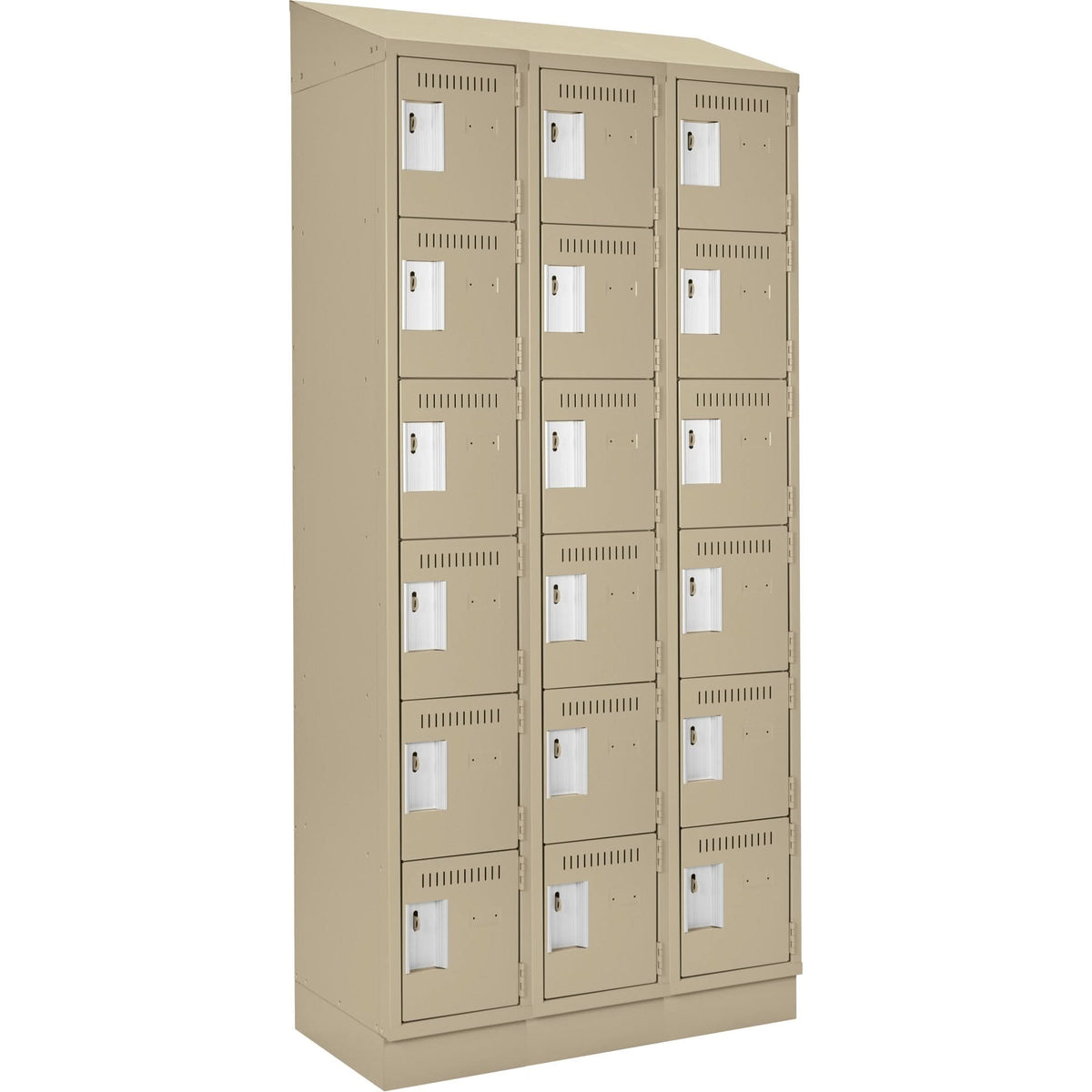 Clean-Line Lockerette, 6 -tier, Bank of 3, 15" x 72" x 12", Steel