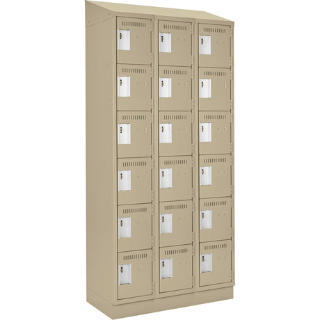 Clean Line™ Lockerette , 6 -tier, Bank of 3, 36" x 18" x 82", Steel, Beige, Rivet (Assembled)